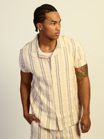 KOLBY RELAXED FIT STRIPE SHIRT - NATURAL