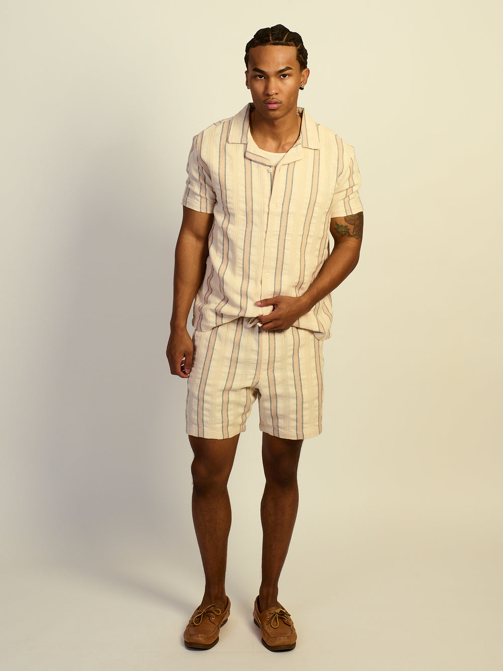 KOLBY RELAXED FIT STRIPE SHIRT - NATURAL