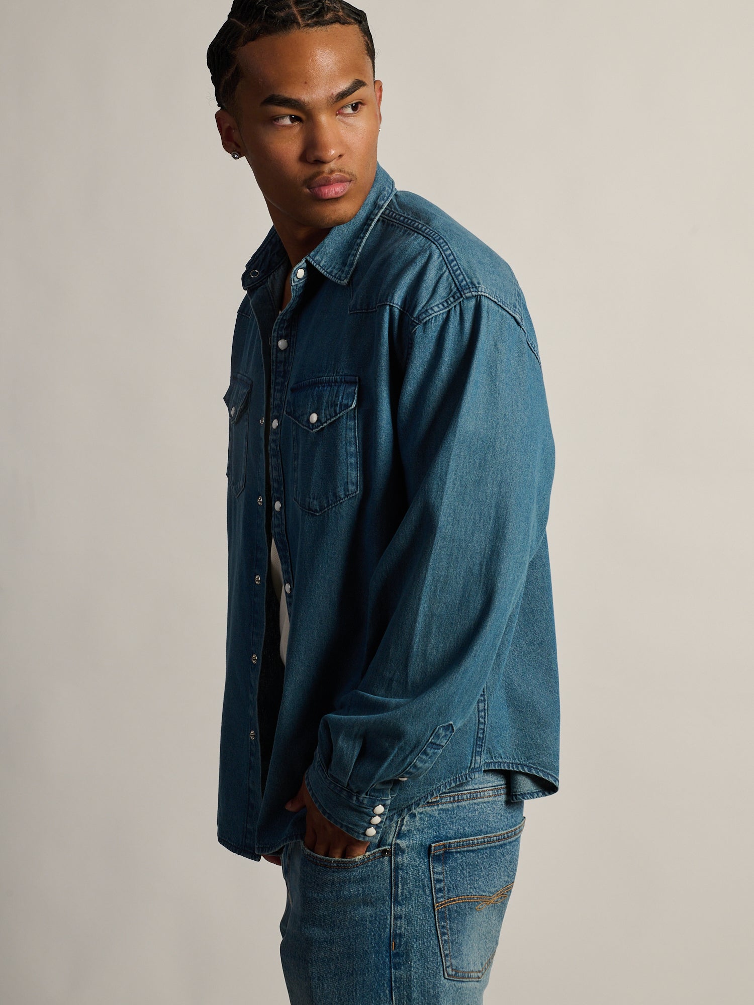KOLBY WESTERN SHIRT - DENIM