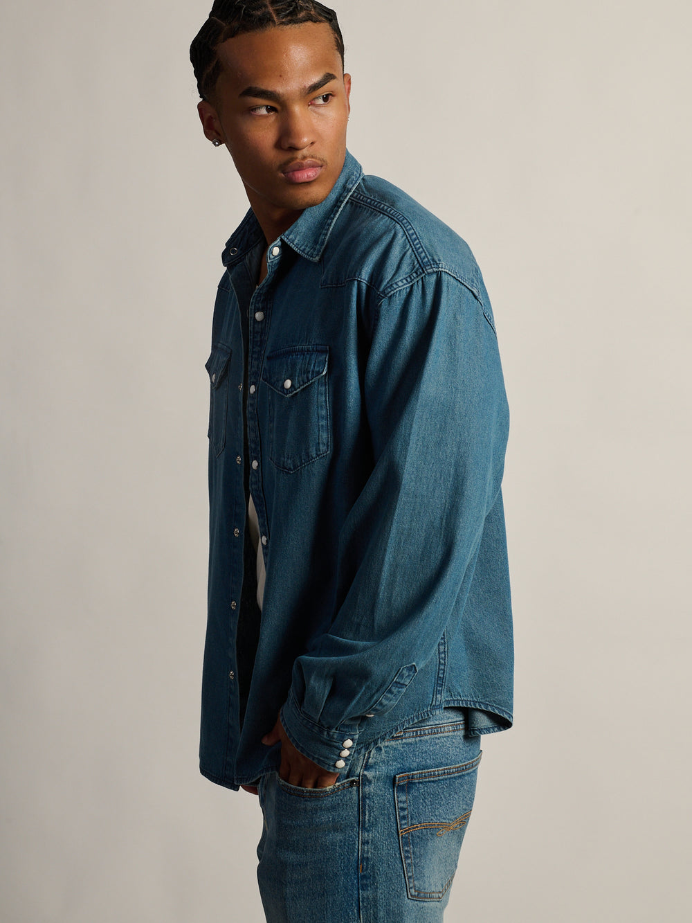 KOLBY WESTERN SHIRT - DENIM