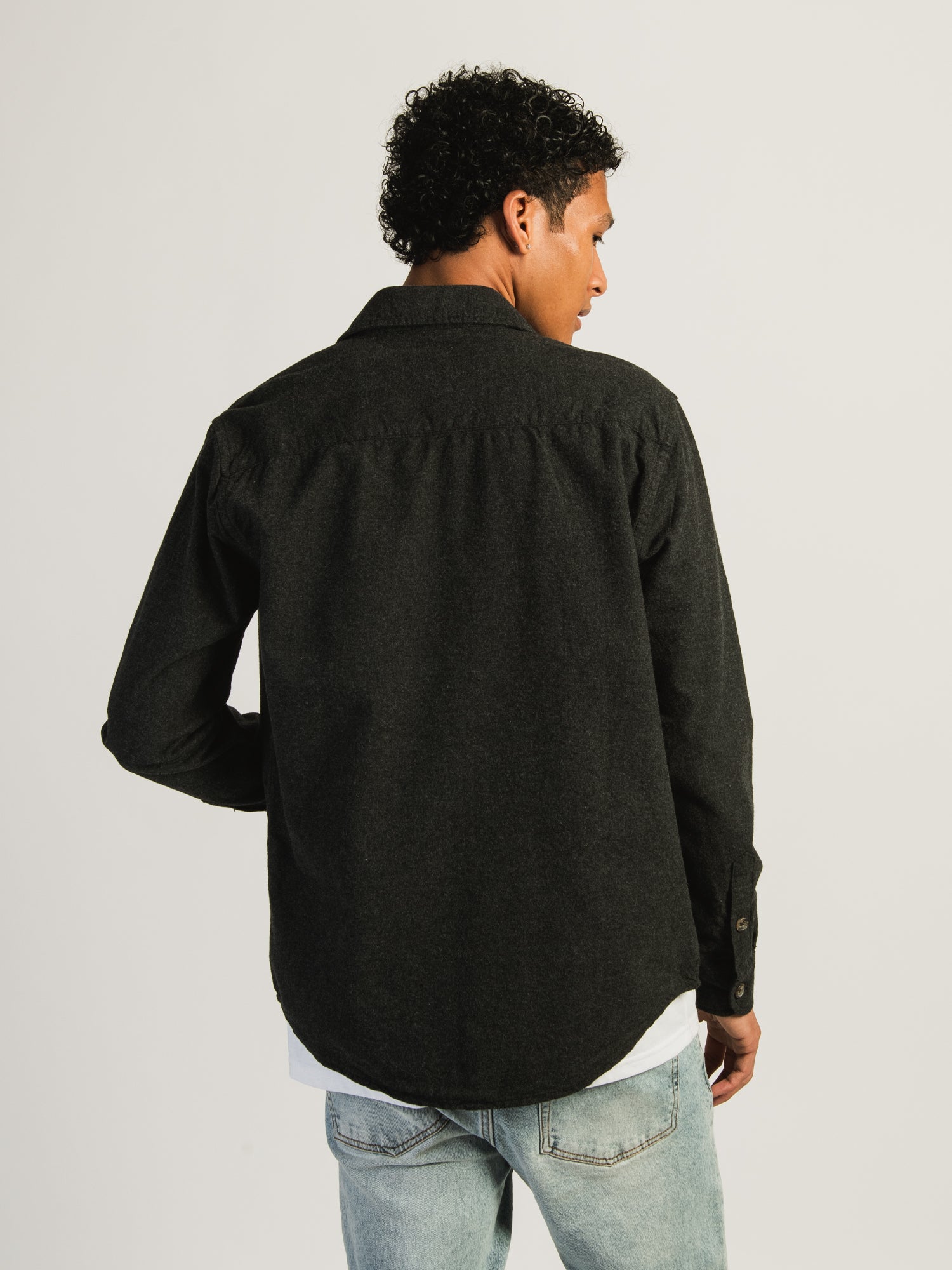 KOLBY EVERYDAY FLANNEL BUTTON UP - DARK GREY CLEARANCE
