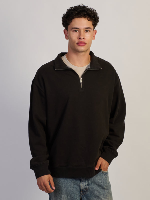 KOLBY RELAXED FIT QUARTER ZIP - BLACK
