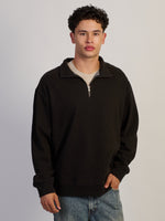 KOLBY RELAXED FIT QUARTER ZIP - BLACK