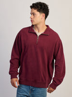 KOLBY RELAXED FIT QUARTER ZIP - BURGUNDY