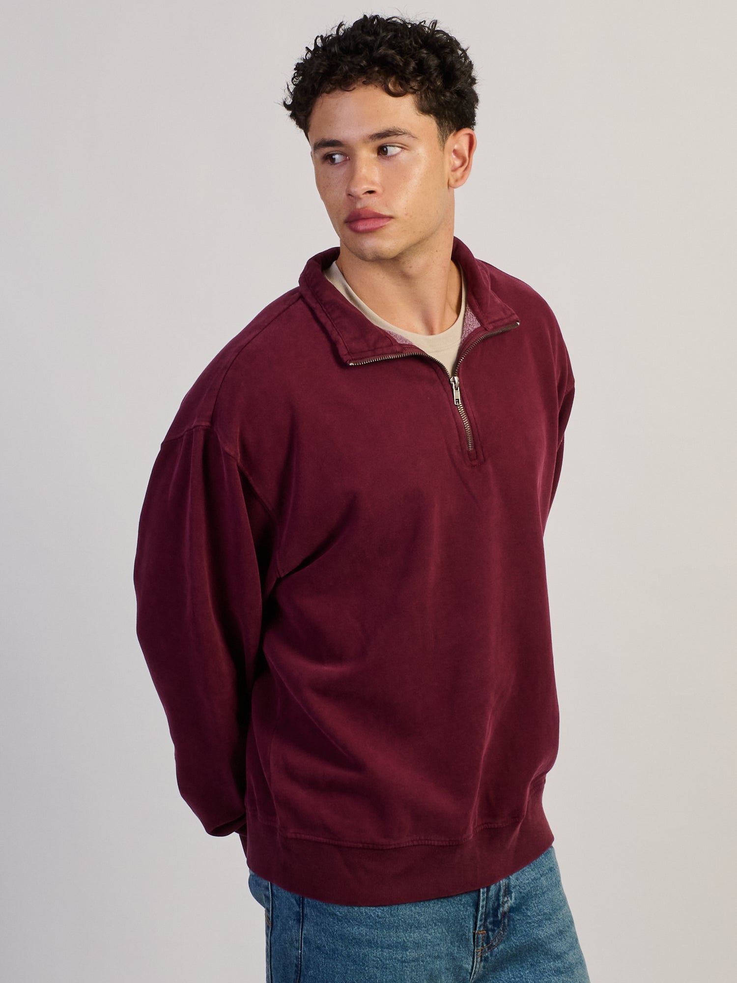 KOLBY COUPE DÉCONTRACTÉE DEMI-ZIP - BORDEAUX