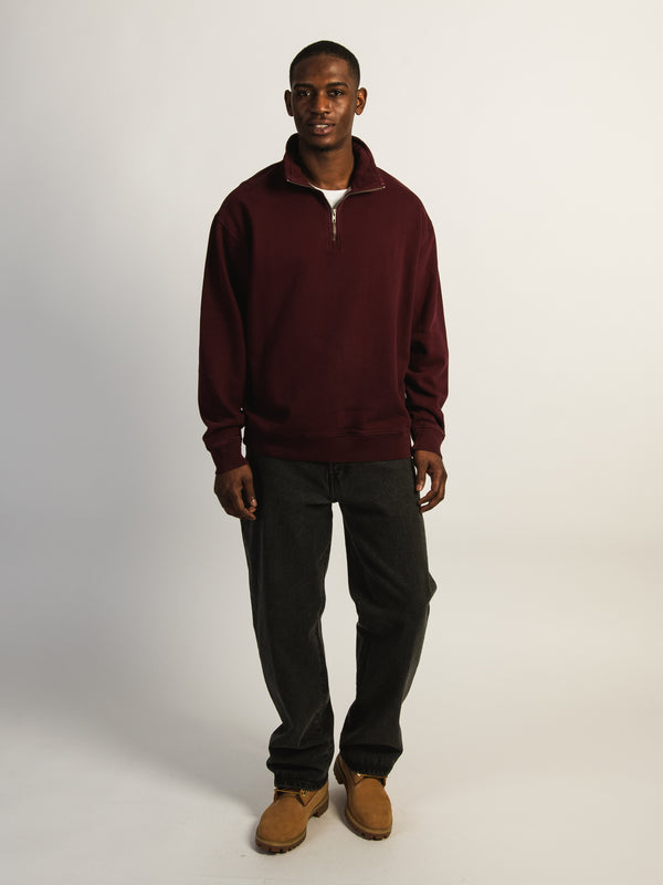 KOLBY RELAXED FIT QUARTER ZIP SWEATER - PLUM