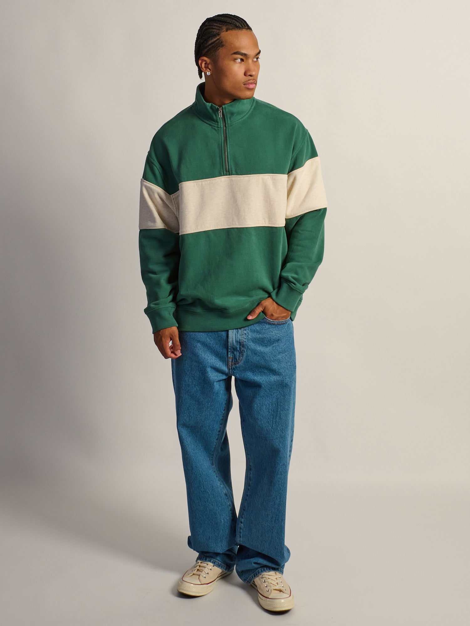 KOLBY RELAXED FIT QUARTER ZIP - GREEN