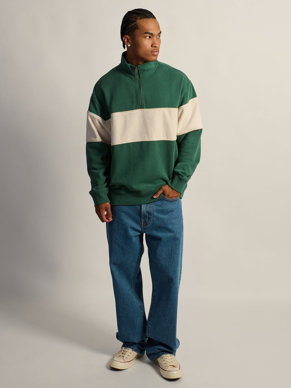 KOLBY SWEAT À CAPUCHE ZIPPÉ COUPE RELAXÉE - VERT
