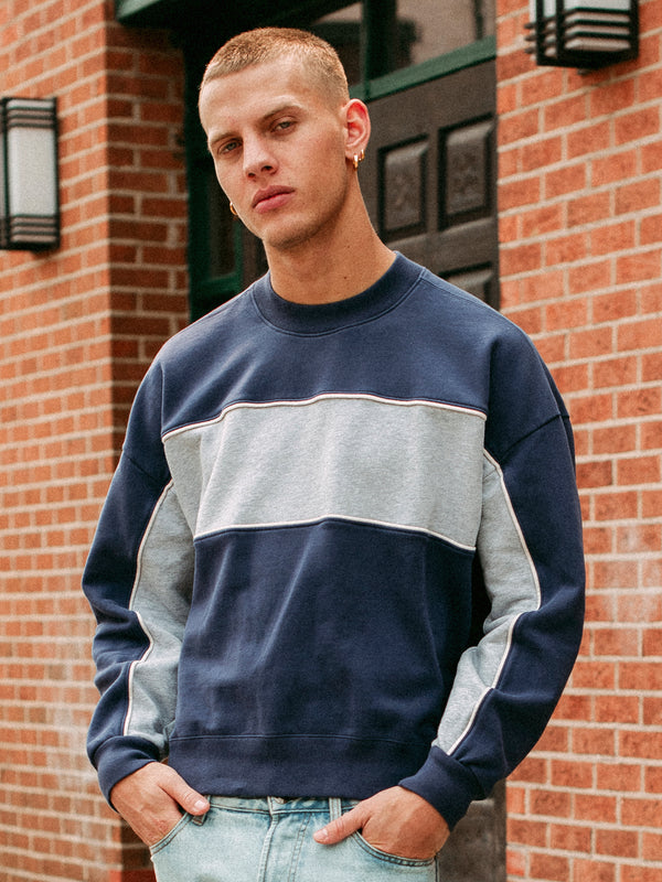 KOLBY STRIPED RELAXED CREW FIT - PERIWINKLE