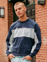 KOLBY STRIPED RELAXED CREW FIT - PERIWINKLE