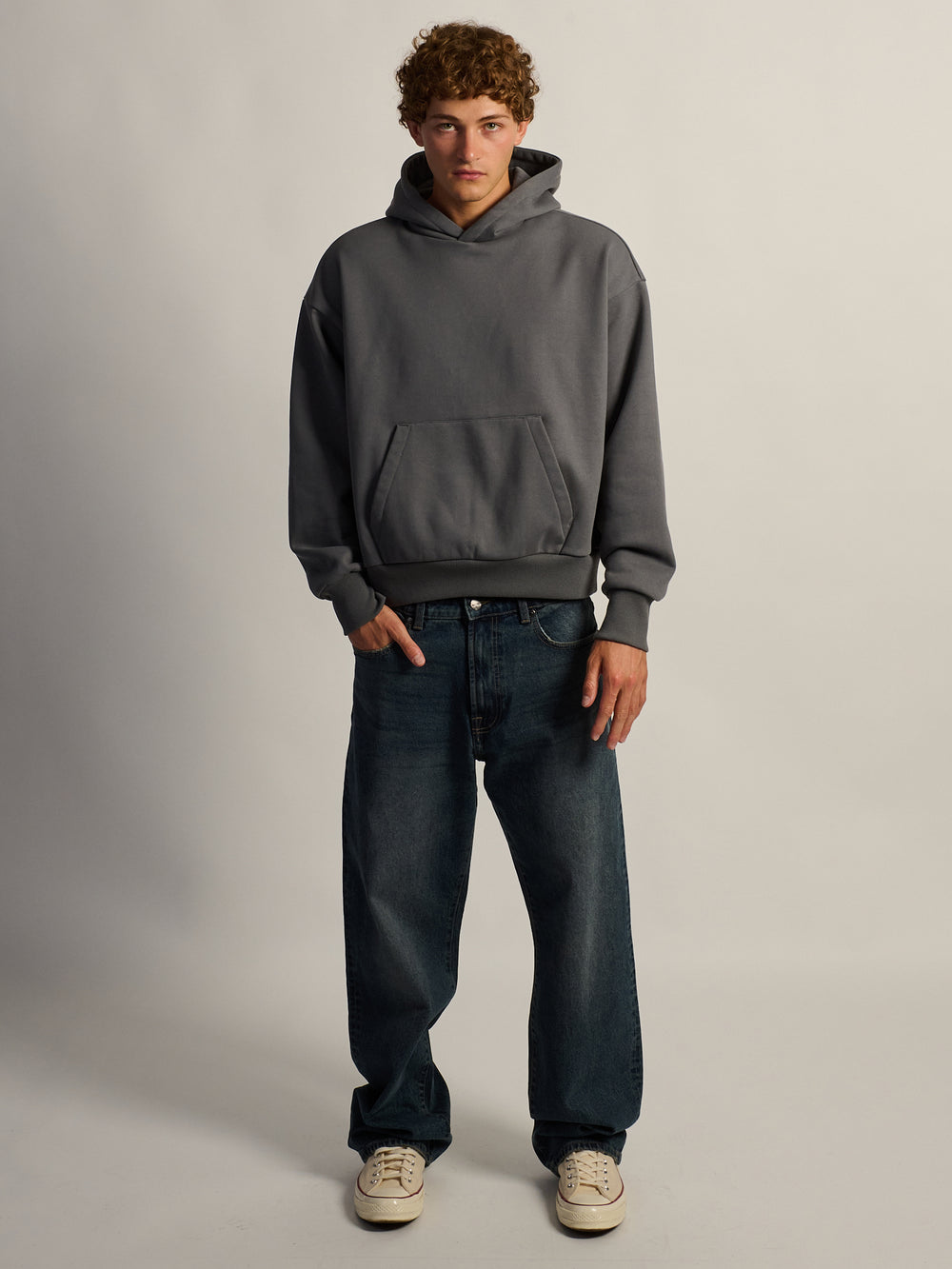 KOLBY SHORT CUT HEAVYWEIGHT SWEAT À CAPUCHE - CHARBON