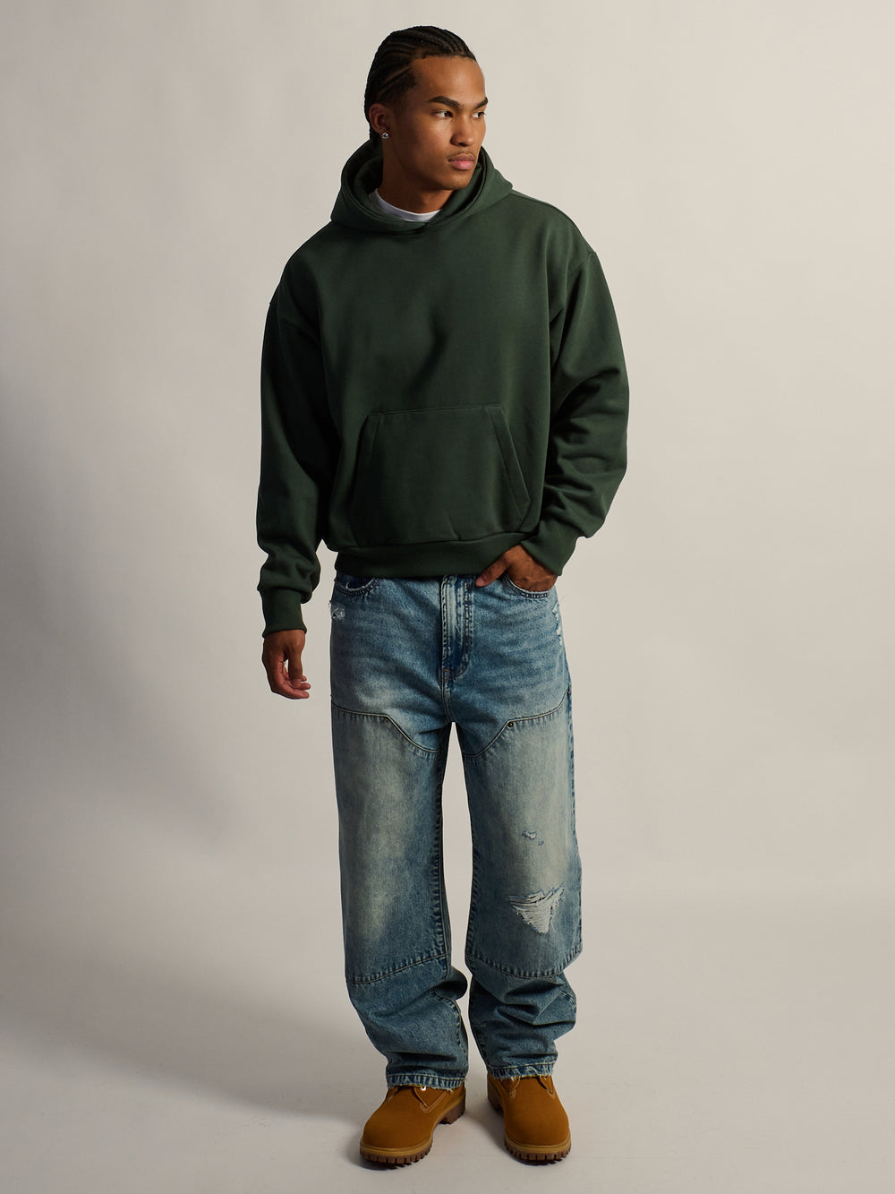 KOLBY SHORT CUT HEAVYWEIGHT HOODIE - GREEN