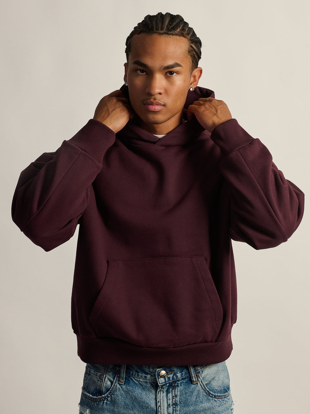 KOLBY SHORT CUT HEAVYWEIGHT HOODIE - PLUM