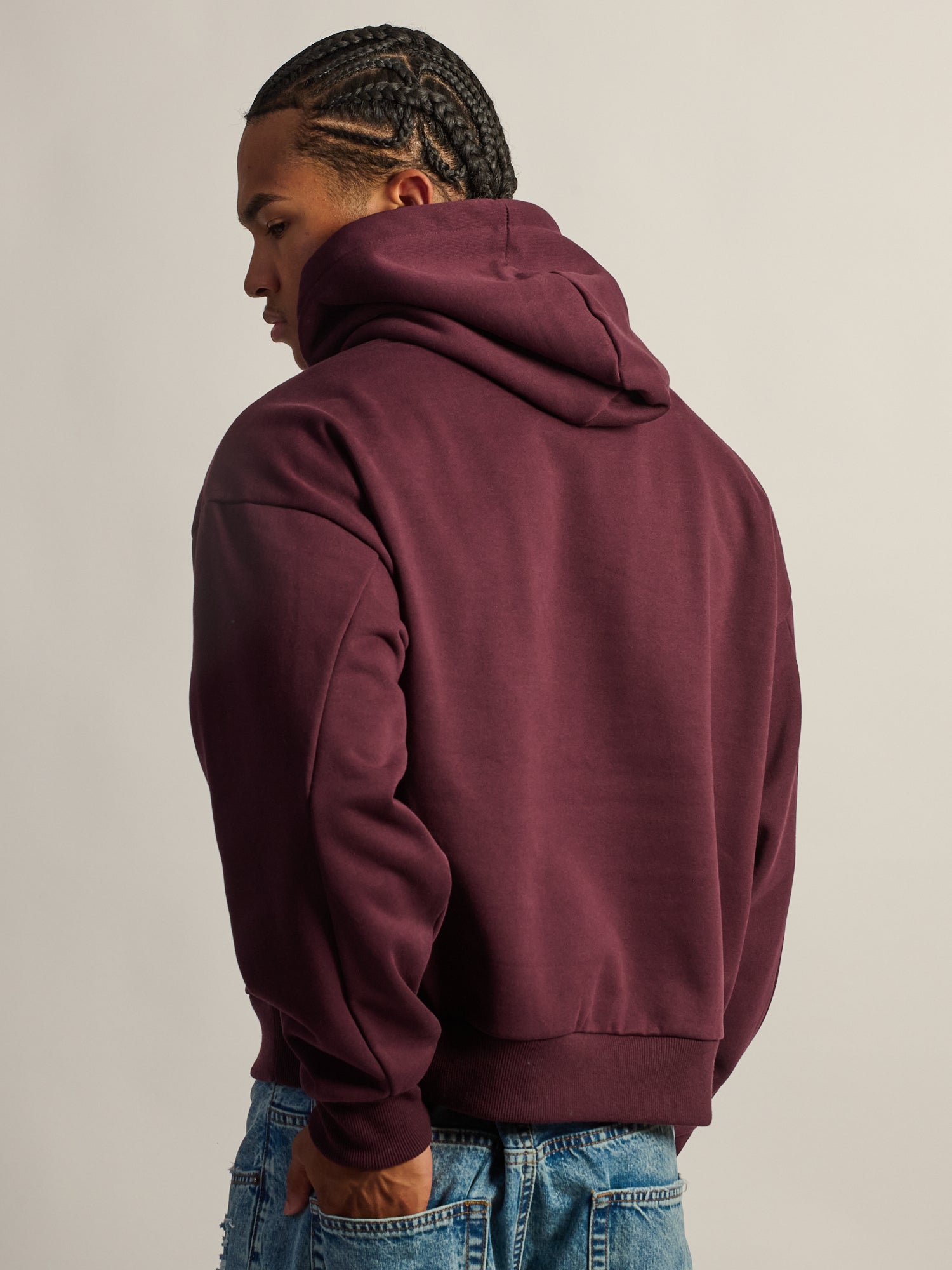 KOLBY SHORT CUT HEAVYWEIGHT HOODIE - PLUM