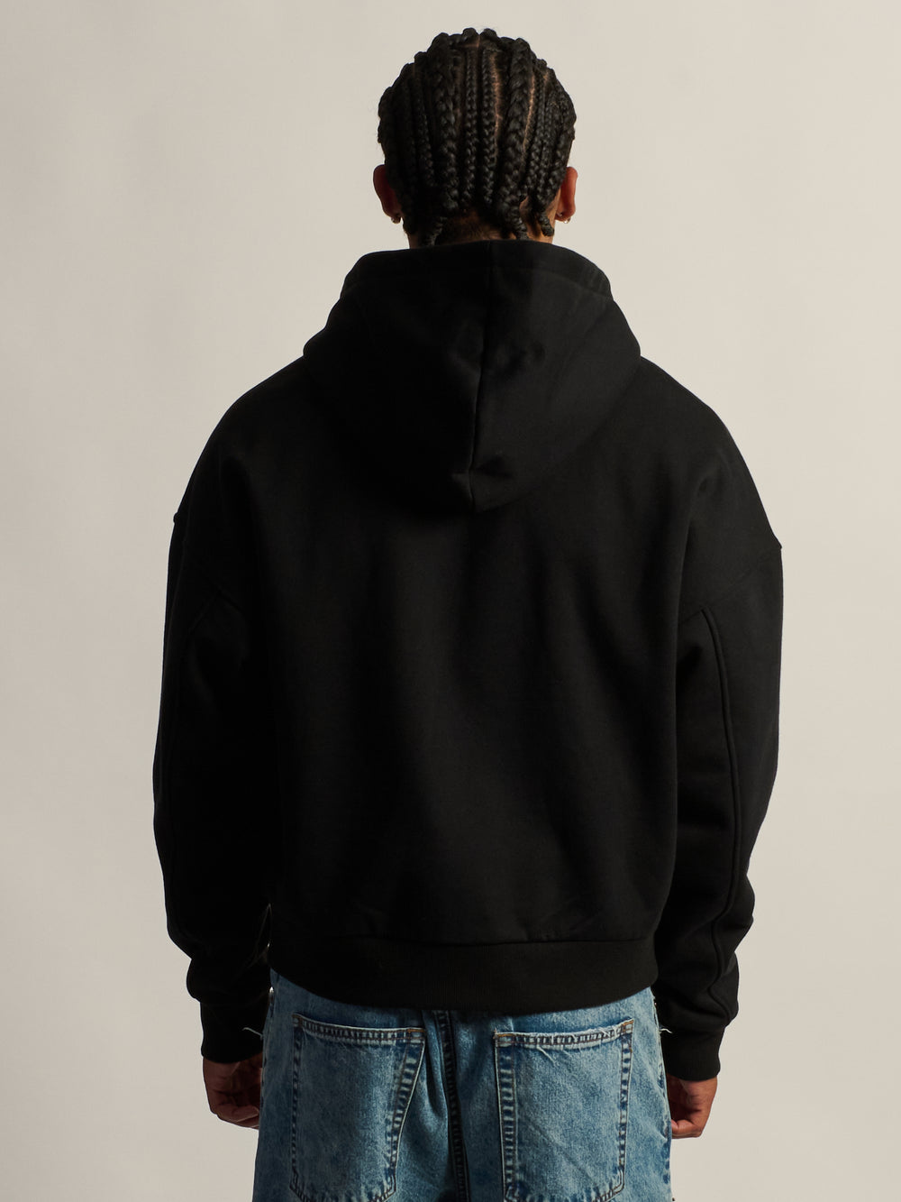 KOLBY SHORT CUT HEAVYWEIGHT ZIP - UP HOODIE - BLACK