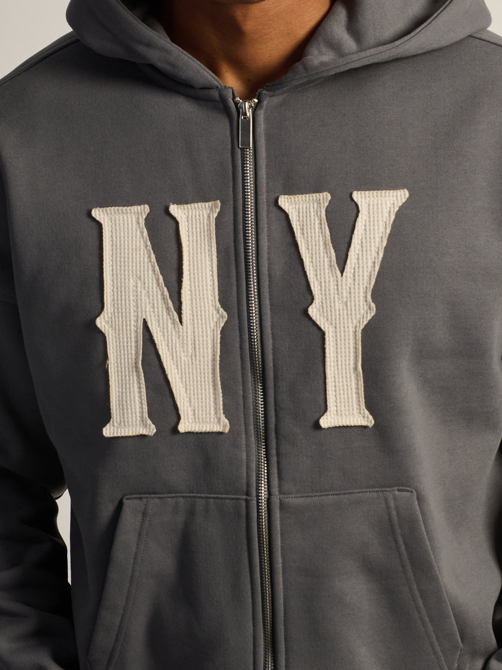 KOLBY SHORT CUT HEAVYWEIGHT ZIP - UP HOODIE - CHARBON