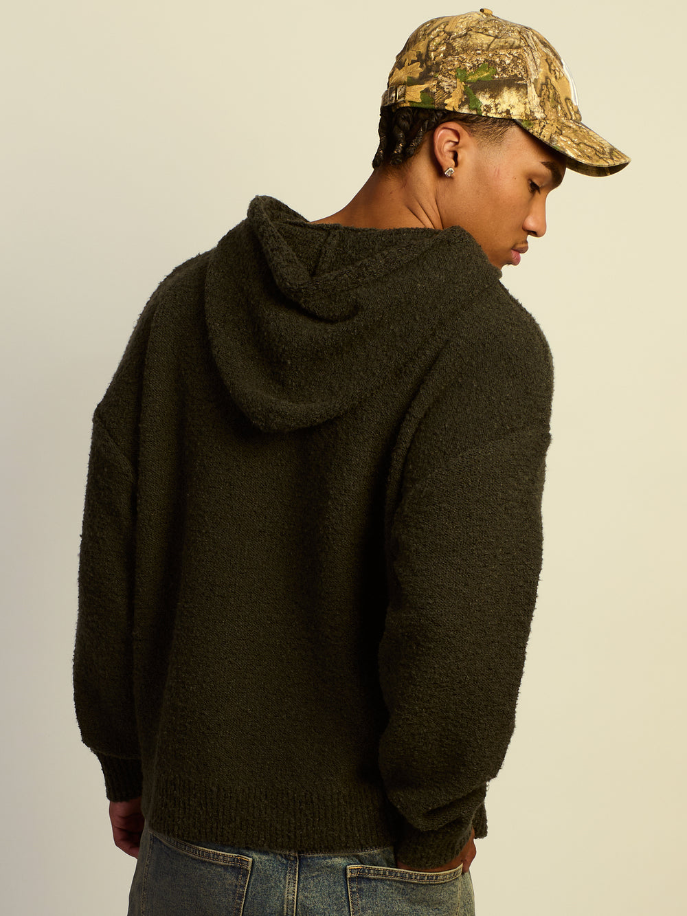 KOLBY RELAXED FIT TEXTURED HOODIE - FOREST