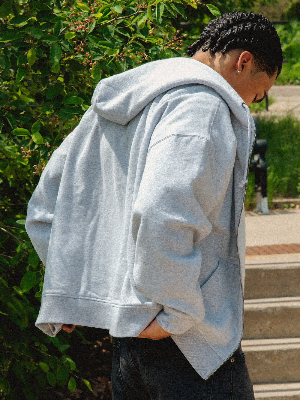 KOLBY RELAXED CREW FIT FULL ZIP HOODIE - HEATHER GREY