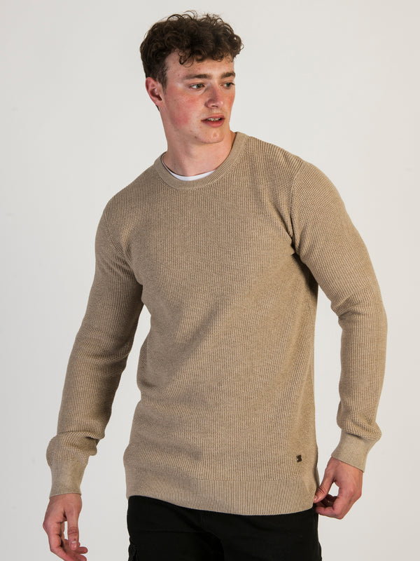 KOLBY WAFFLE KNIT CREW COLLAR - CLEARANCE