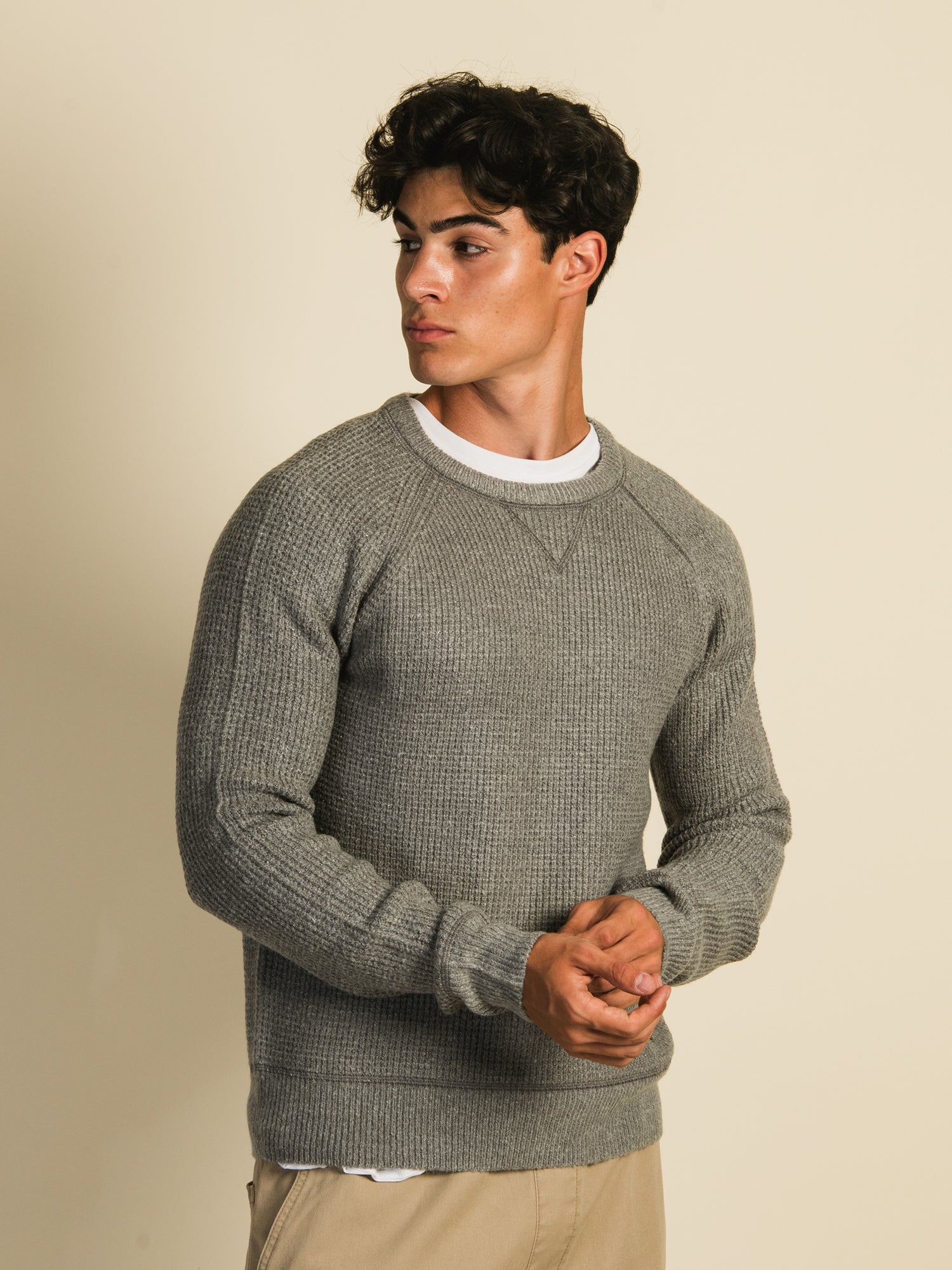 KOLBY TEXTURED WAFFLE CREW - CLEARANCE