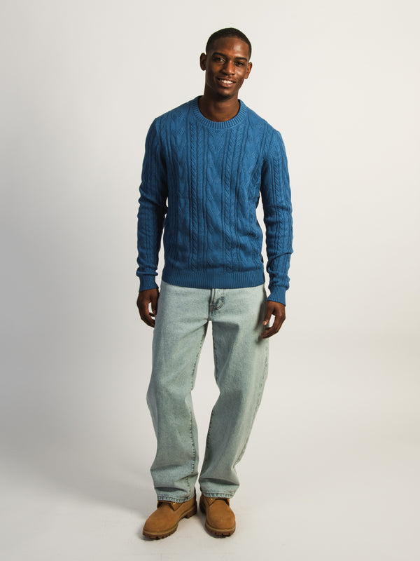KOLBY CABLE KNIT SWEATER - BLUE