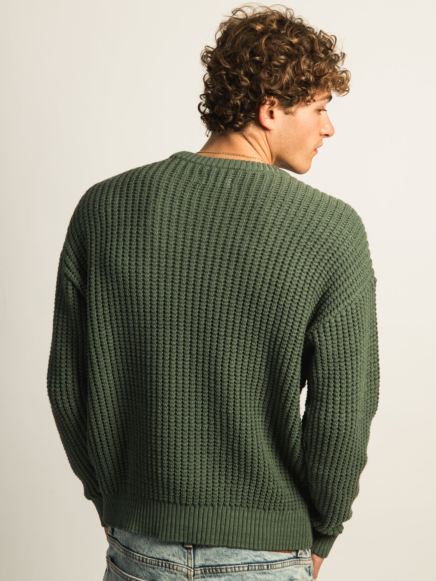 KOLBY FISHERMANS RIB SWEATER - OLIVE