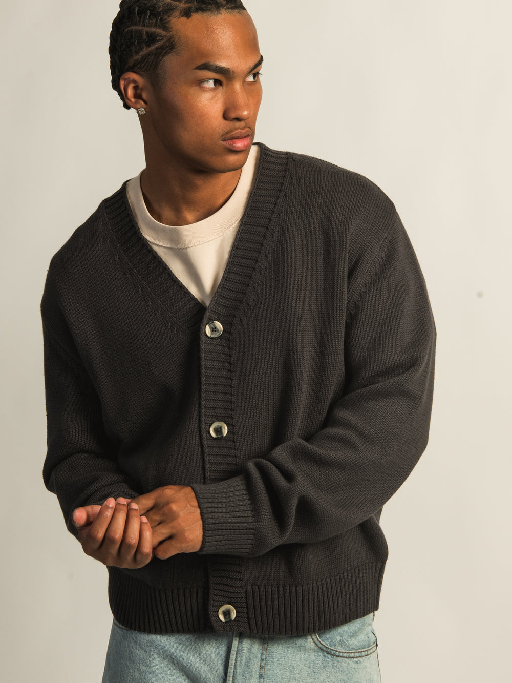 KOLBY BOXY CARDIGAN - BLACK