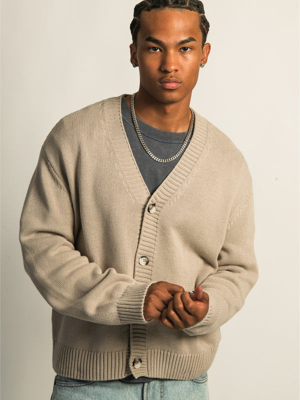 KOLBY BOXY CARDIGAN - PEBBLE