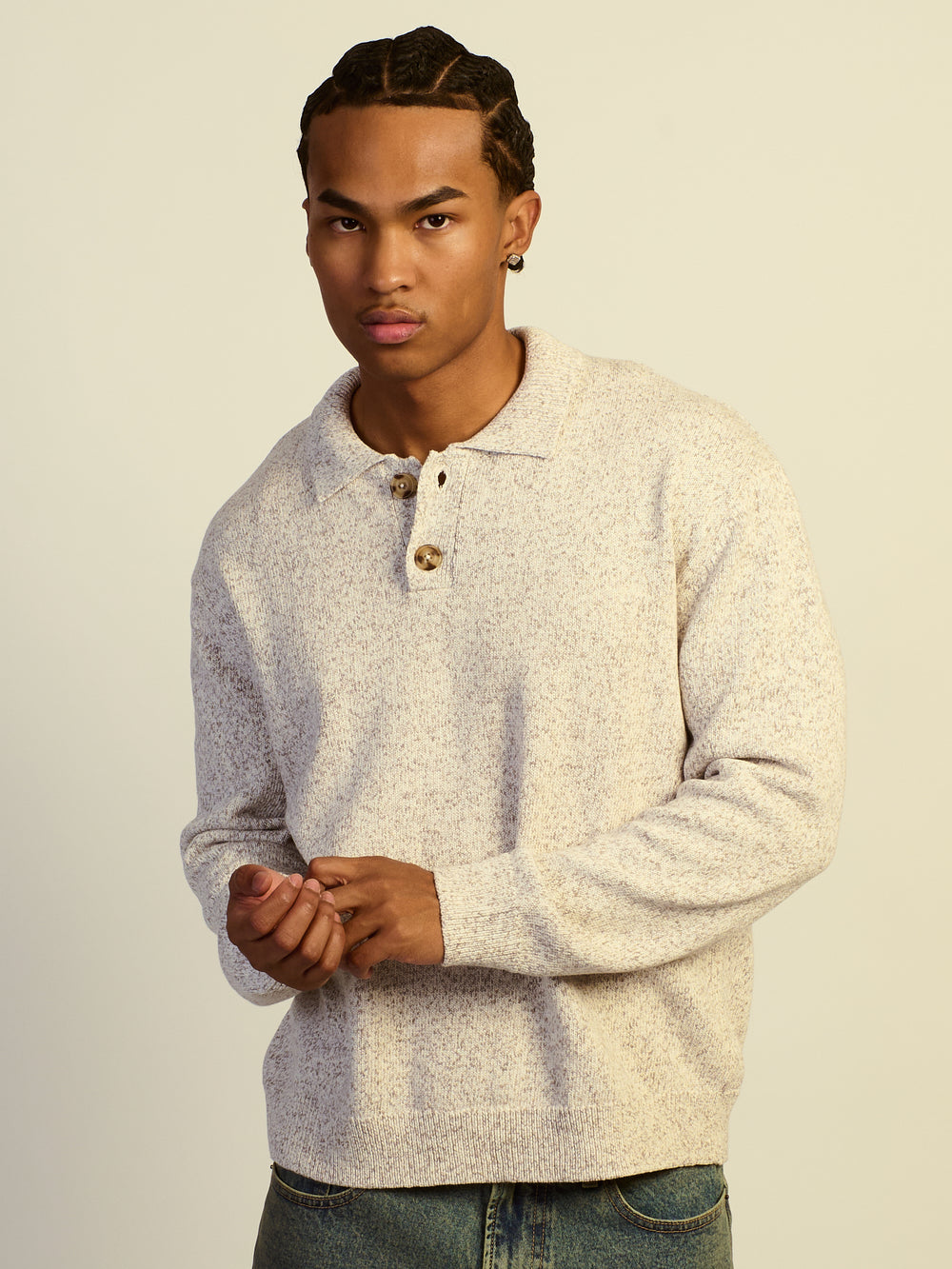 KOLBY COLLARED SWEATER - NATURAL
