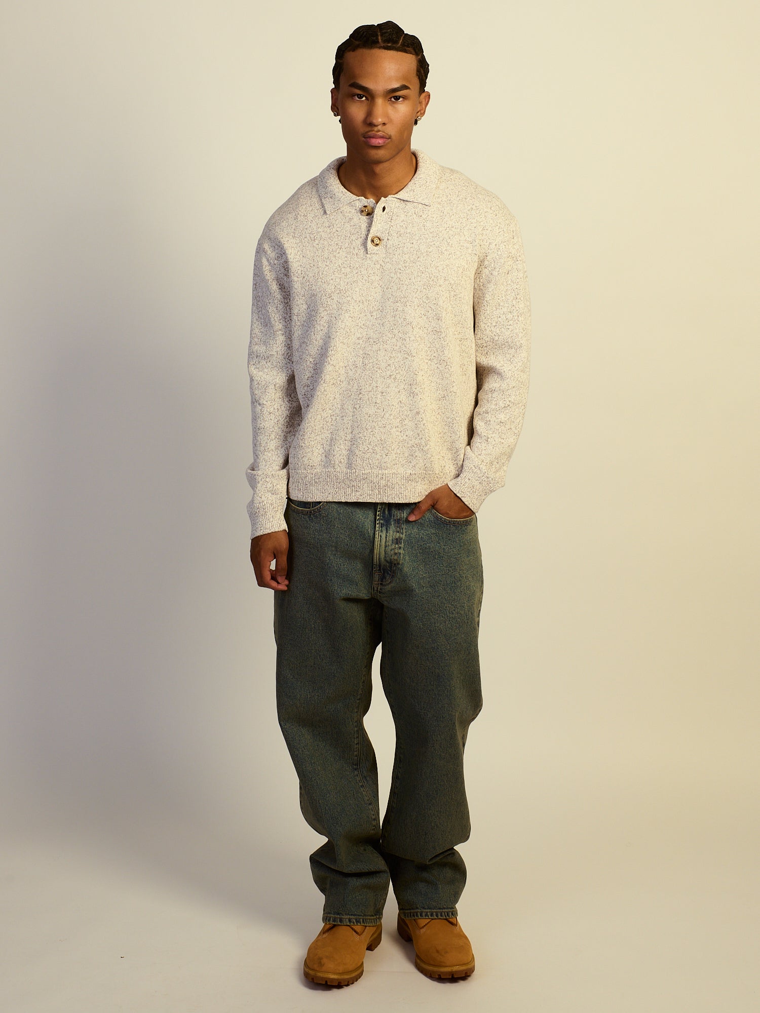 KOLBY COLLARED SWEATER - NATURAL