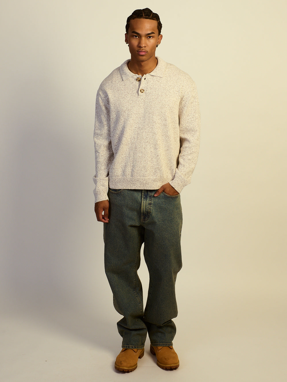 KOLBY COLLARED SWEATER - NATURAL