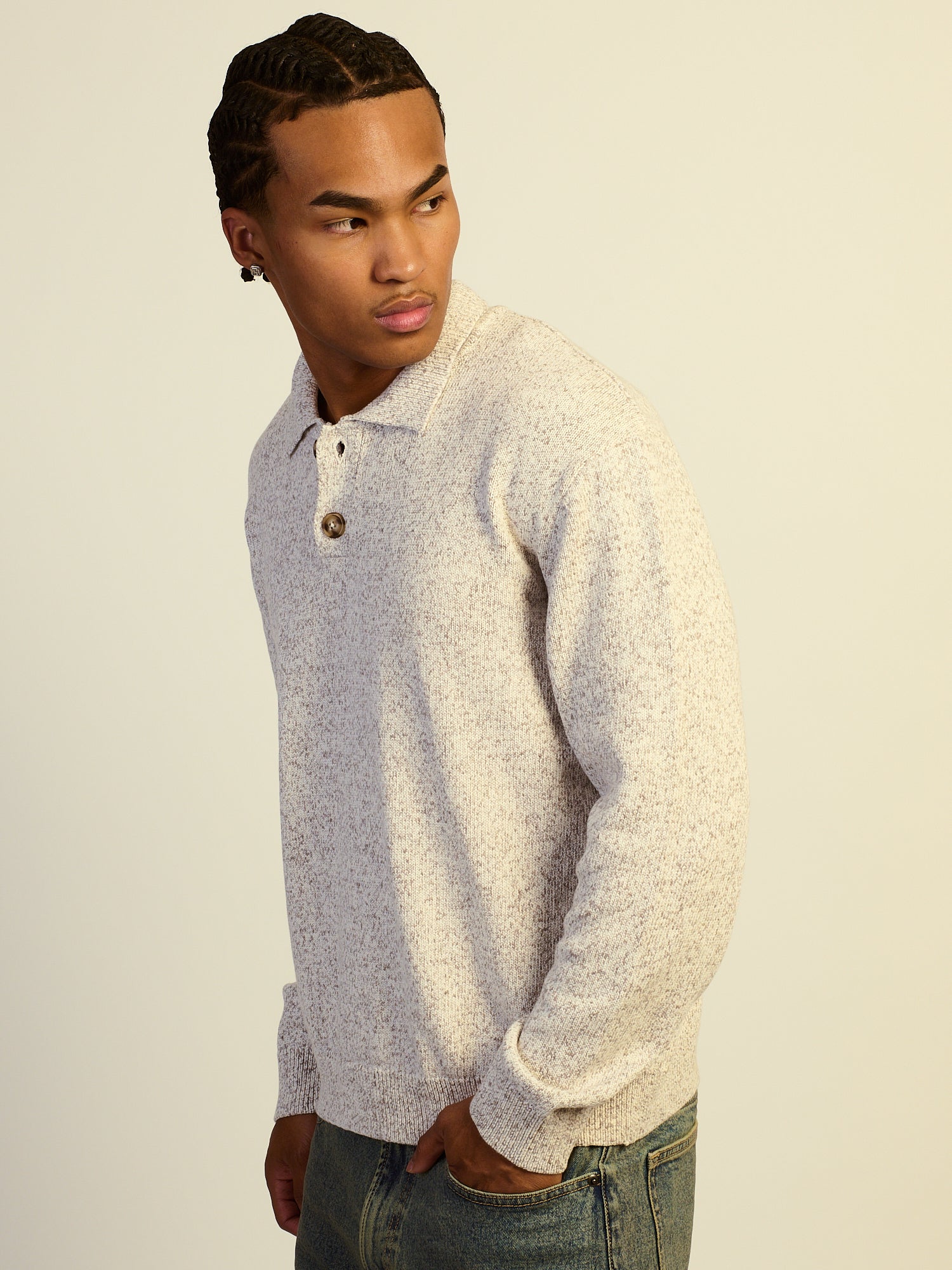 KOLBY COLLARED SWEATER - NATURAL