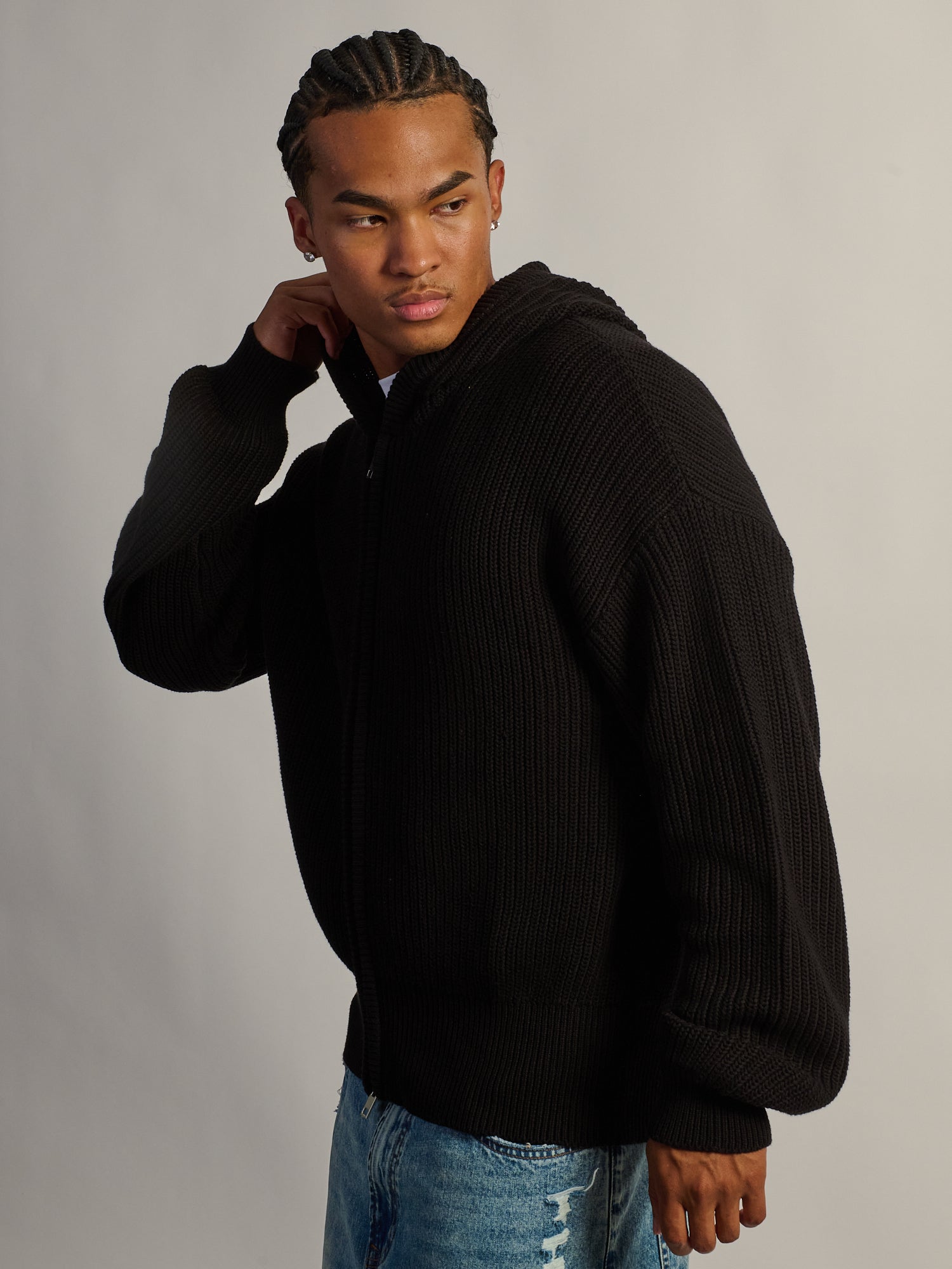 KOLBY SWEATER HOODIE - BLACK