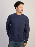CHANDAIL À COL ROND KOLBY EN TRICOT WAFFLE - BLEU MARINE 