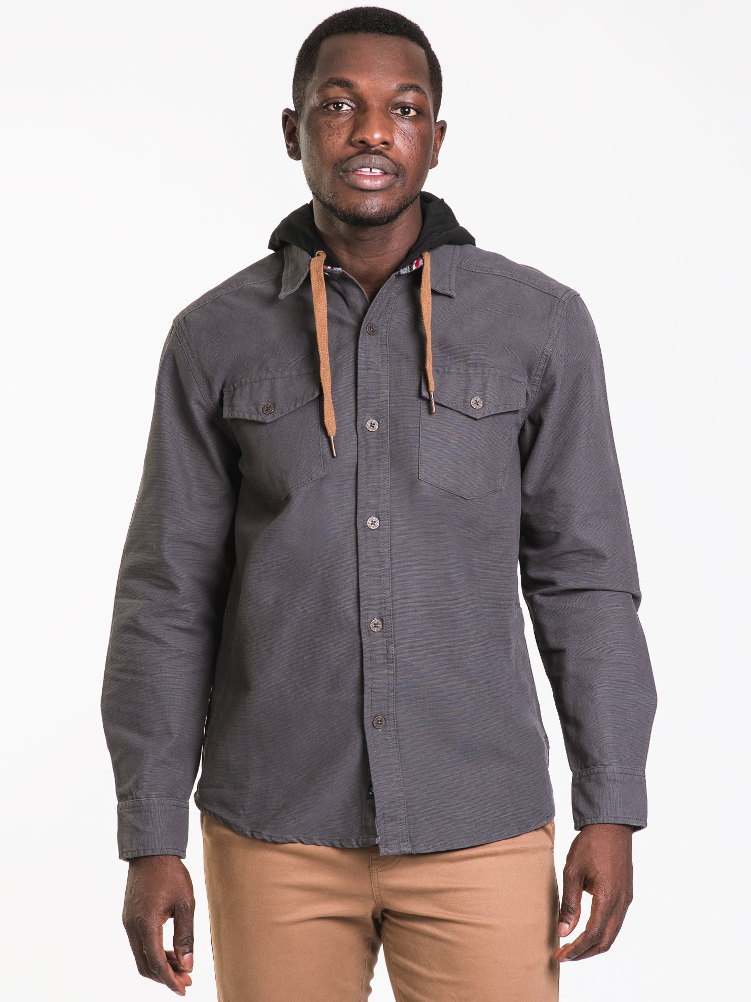 Hoodie with button up shirt online