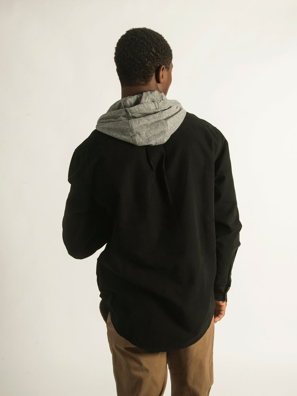 KOLBY COLLARED HOODIEED BUTTON UP - CLEARANCE