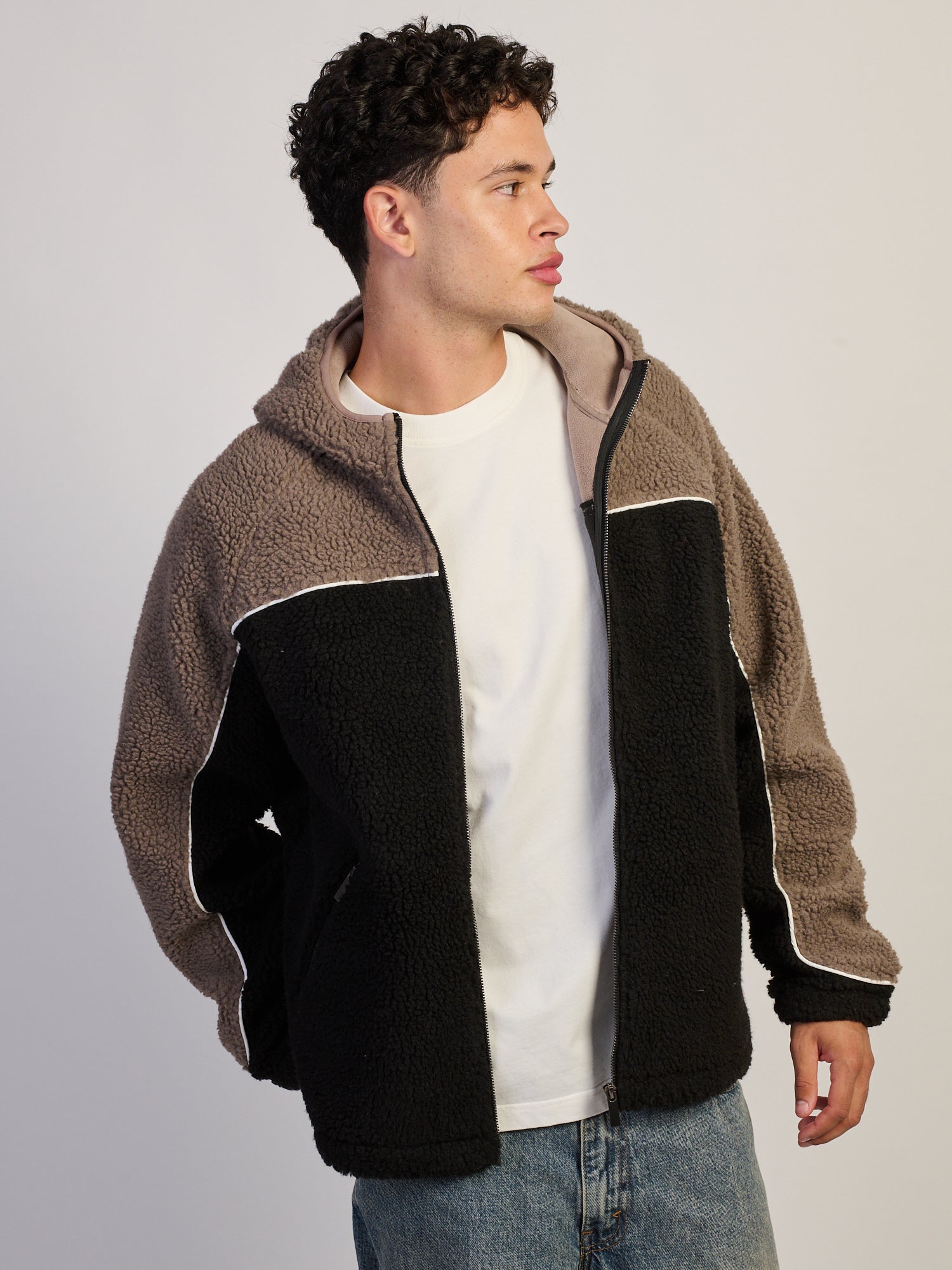 VESTE À CAPUCHON KOLBY EN SHERPA - BRUN