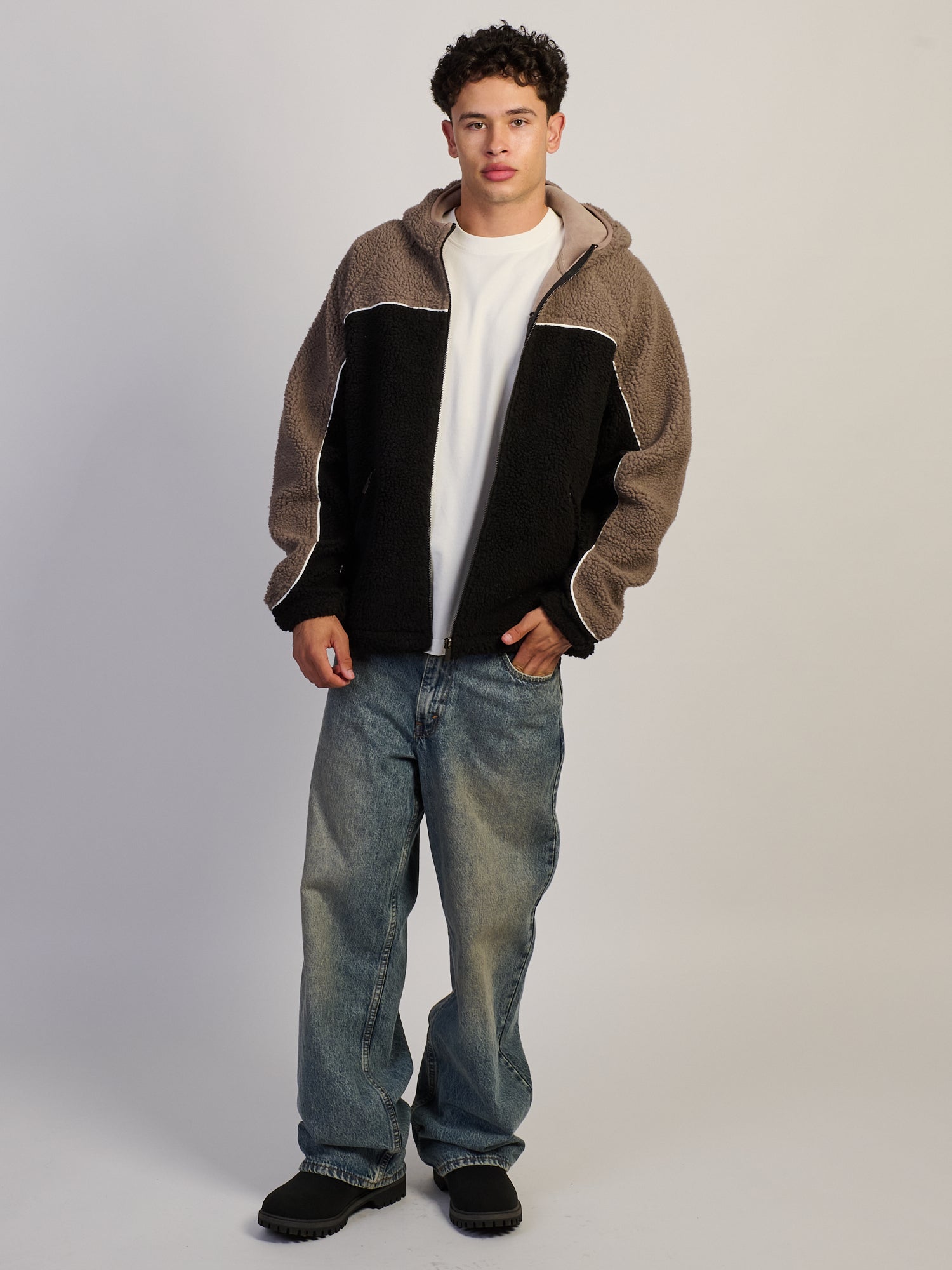 VESTE À CAPUCHON KOLBY EN SHERPA - BRUN