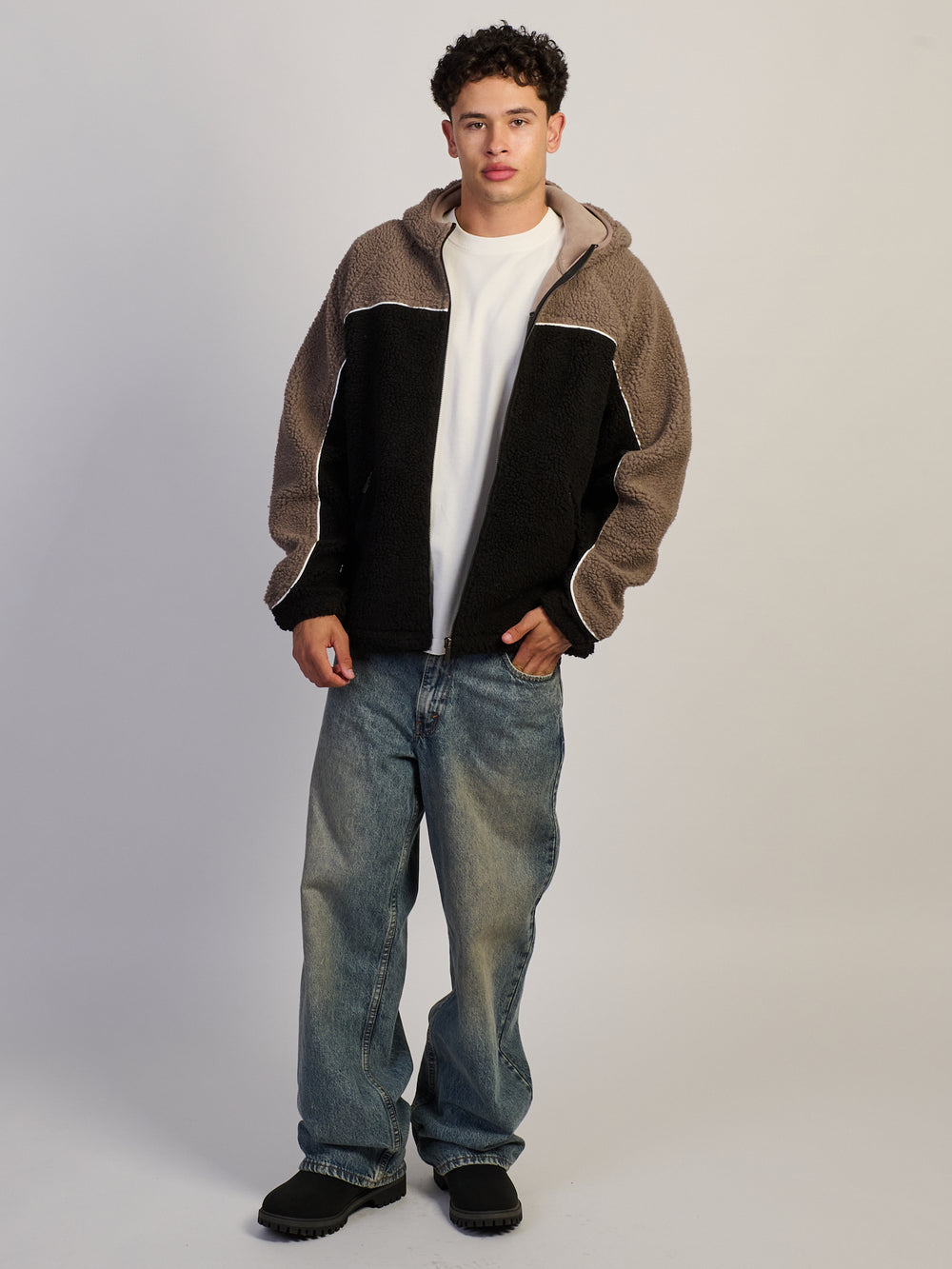 VESTE À CAPUCHON KOLBY EN SHERPA - BRUN 