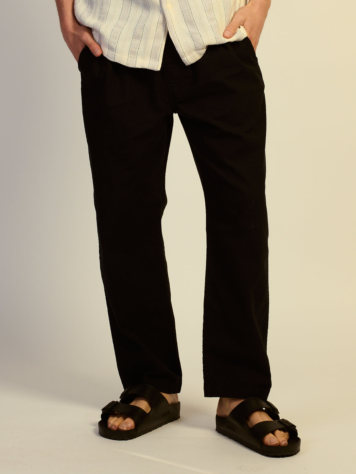 KOLBY RELAXED FIT LN BLEND PANT - BLACK