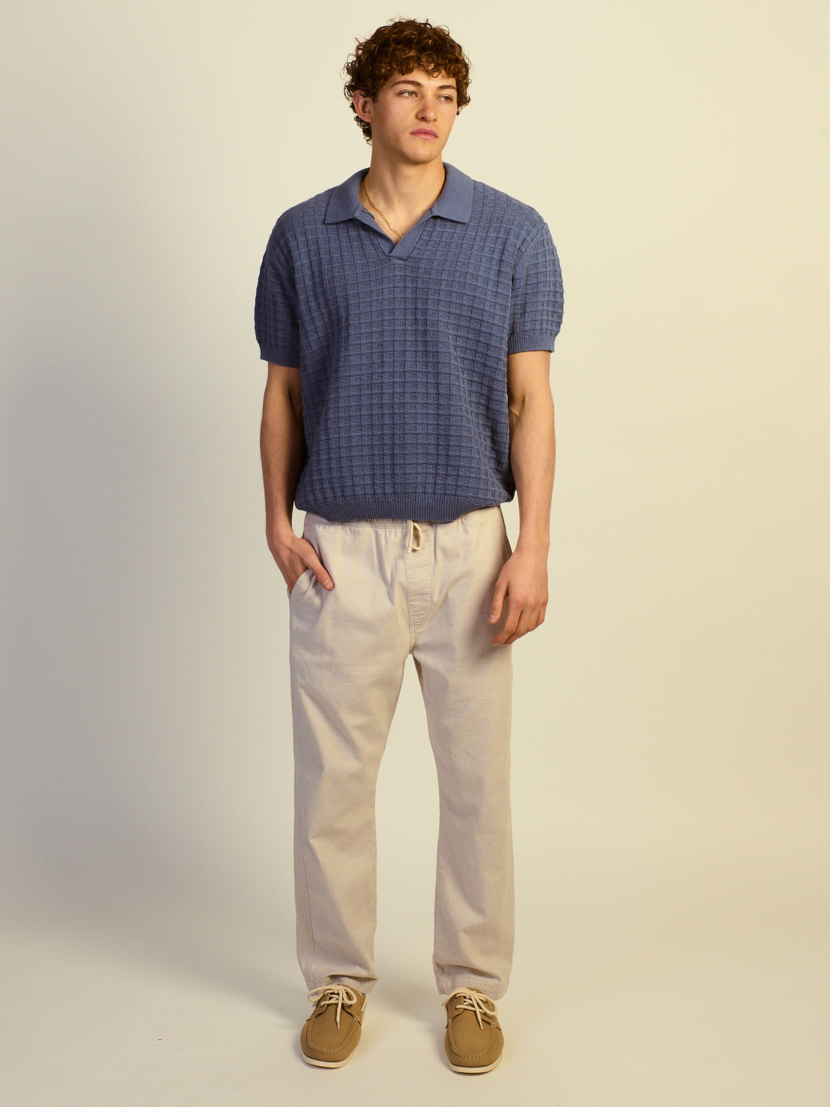 KOLBY RELAXED FIT LN BLEND PANT - NATURAL
