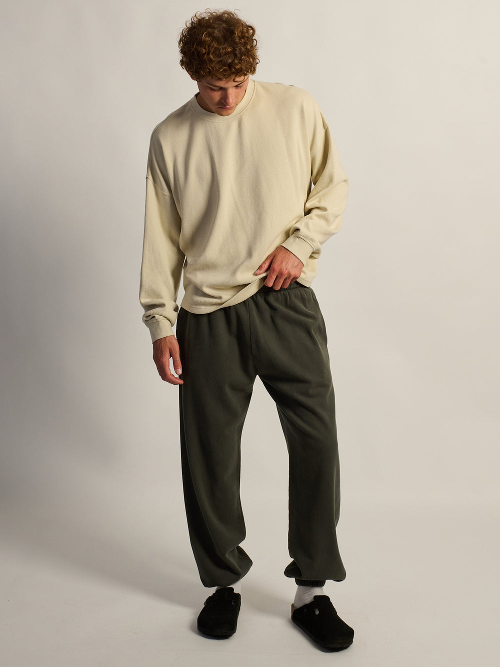 KOLBY BAGGY FLEECE JOGGER - FOREST