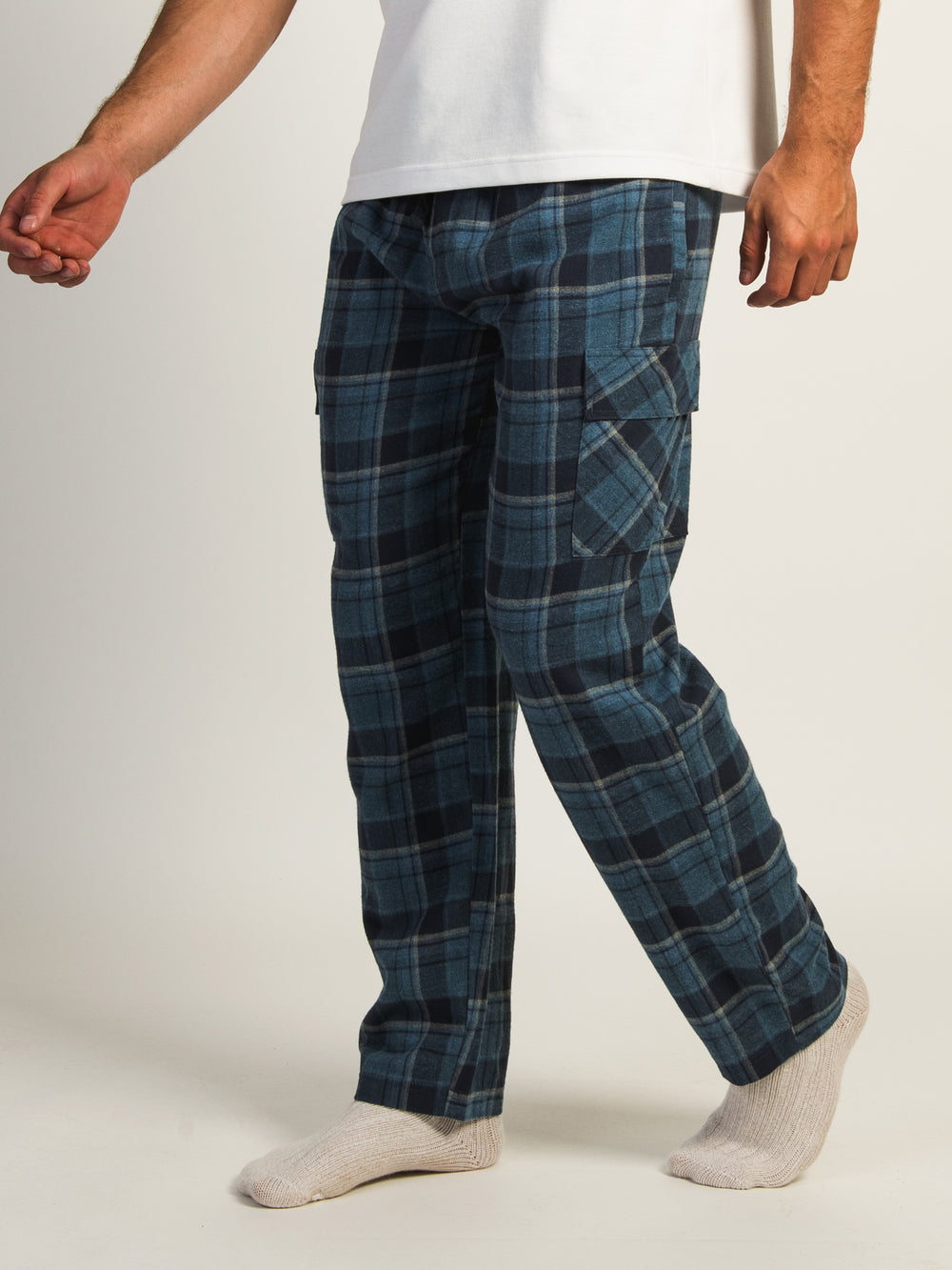 PANTALON À CARREAUX KOLBY THOMAS CARGO - BLEU