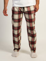 KOLBY THOMAS CARGO PLAID PANT - BURGUNDY