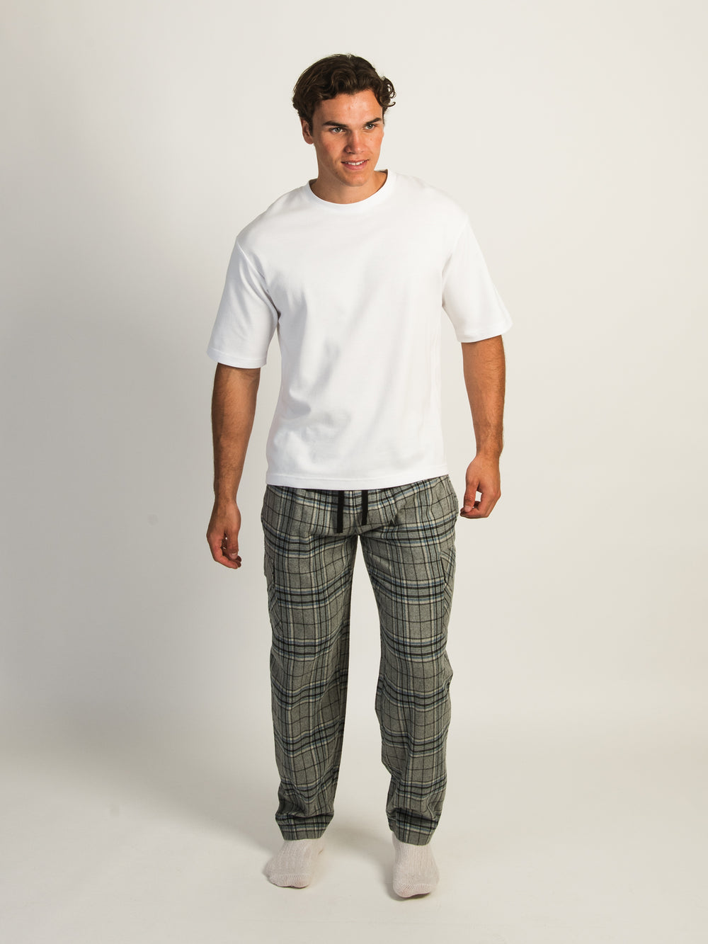 KOLBY THOMAS CARGO PLAID PANT - GREY