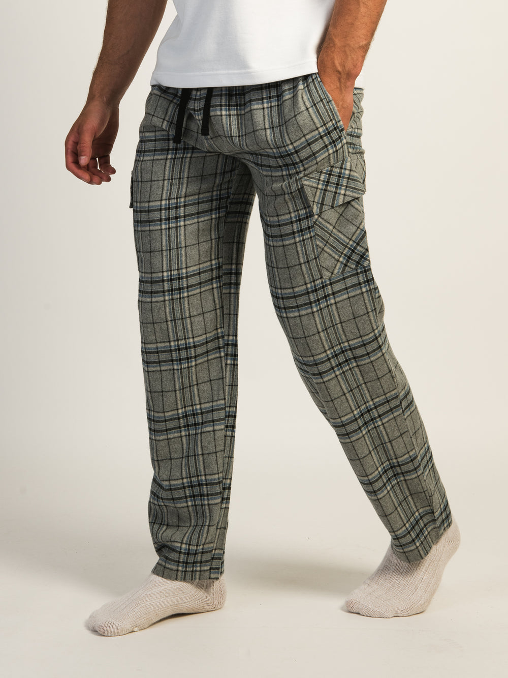 KOLBY THOMAS CARGO PLAID PANT - GREY