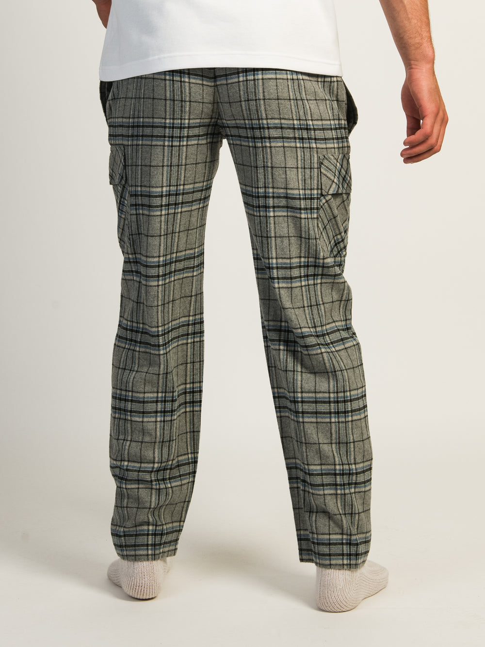 KOLBY THOMAS CARGO PLAID PANT - GREY