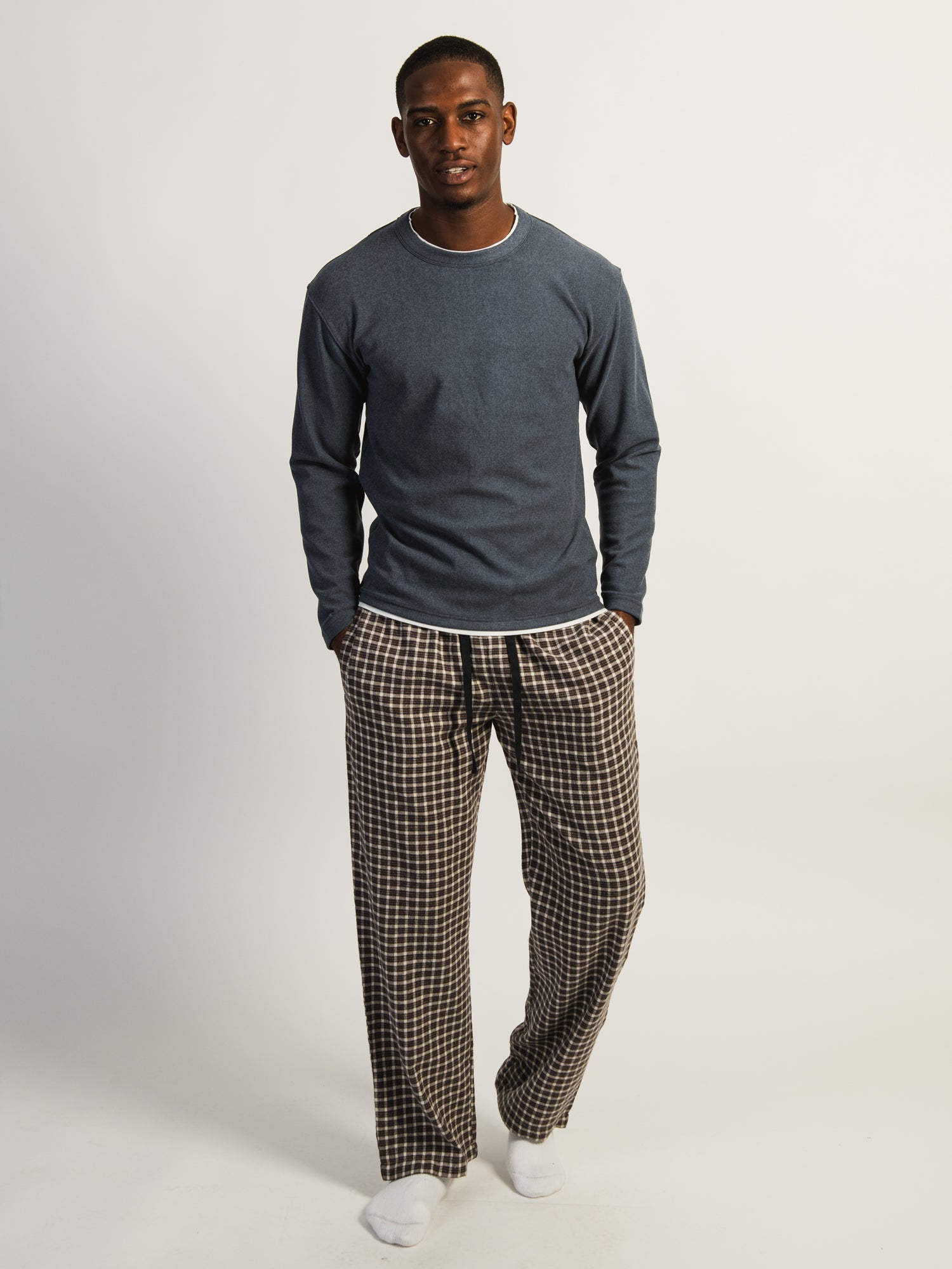 KOLBY PLAID PANT - BROWN