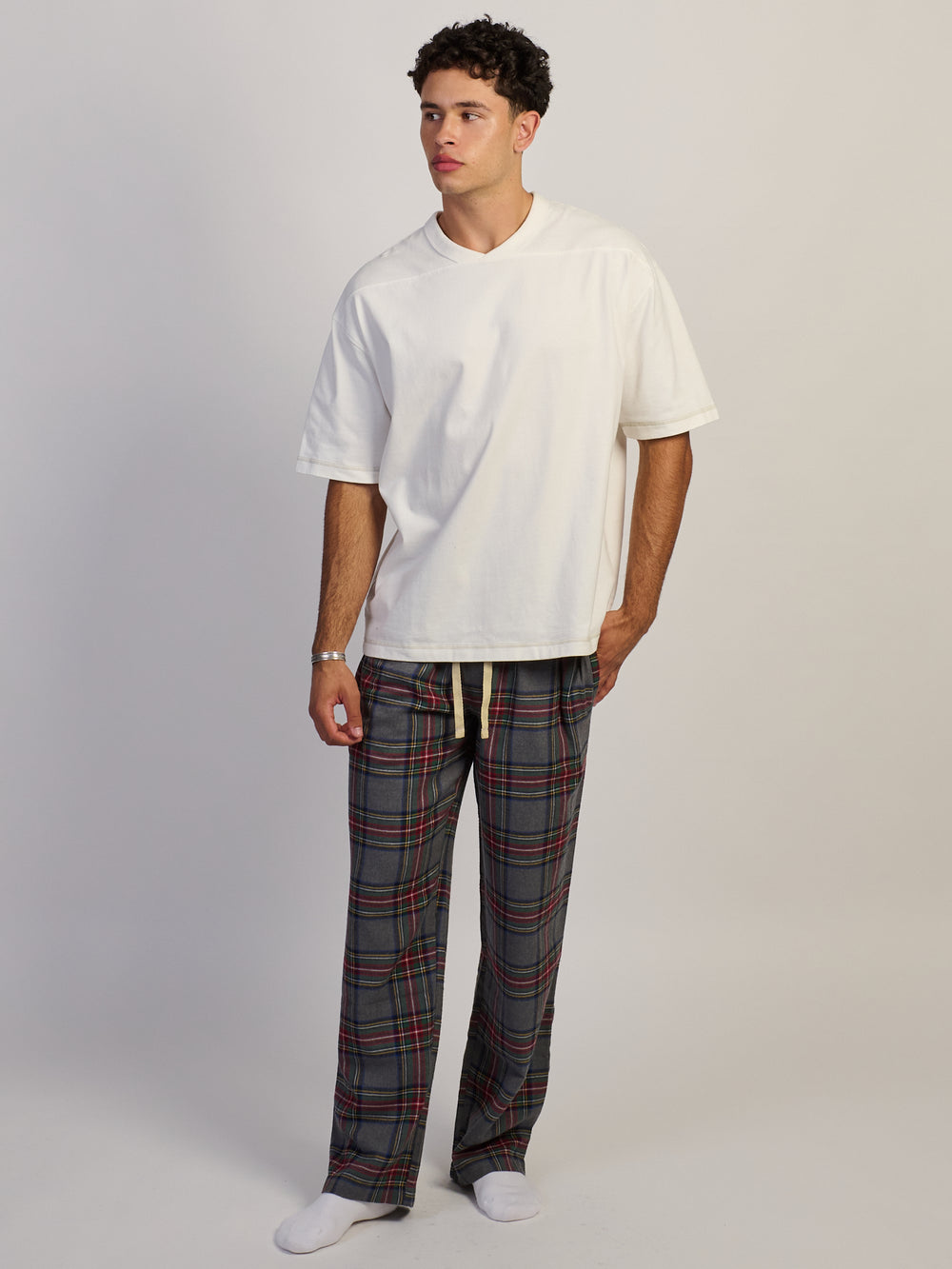 PANTALON À CARREAUX KOLBY - GRIS
