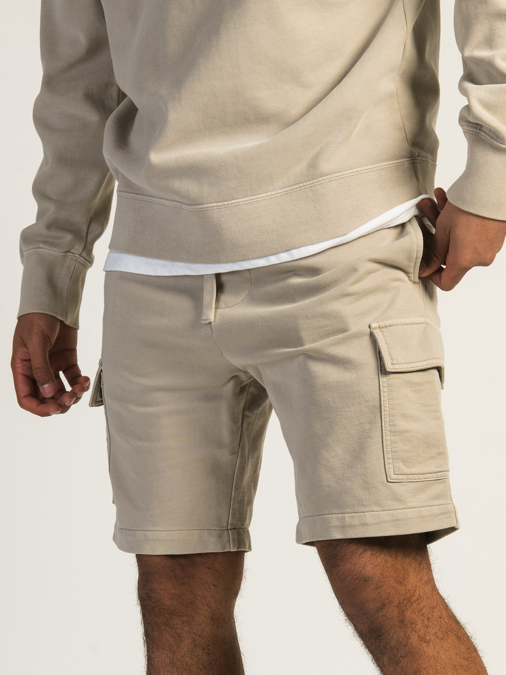 KOLBY GARMENT DYE FRENCH TERRY CARGO SHORT - OATMEAL